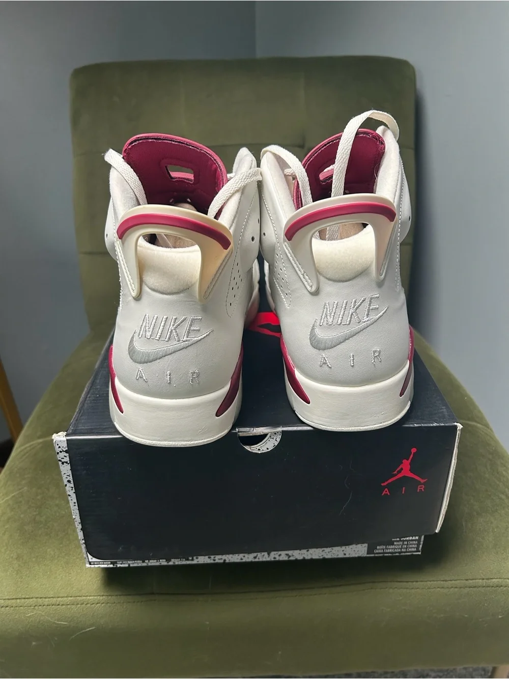 Jordan White and Pink High-Top Sneakers
